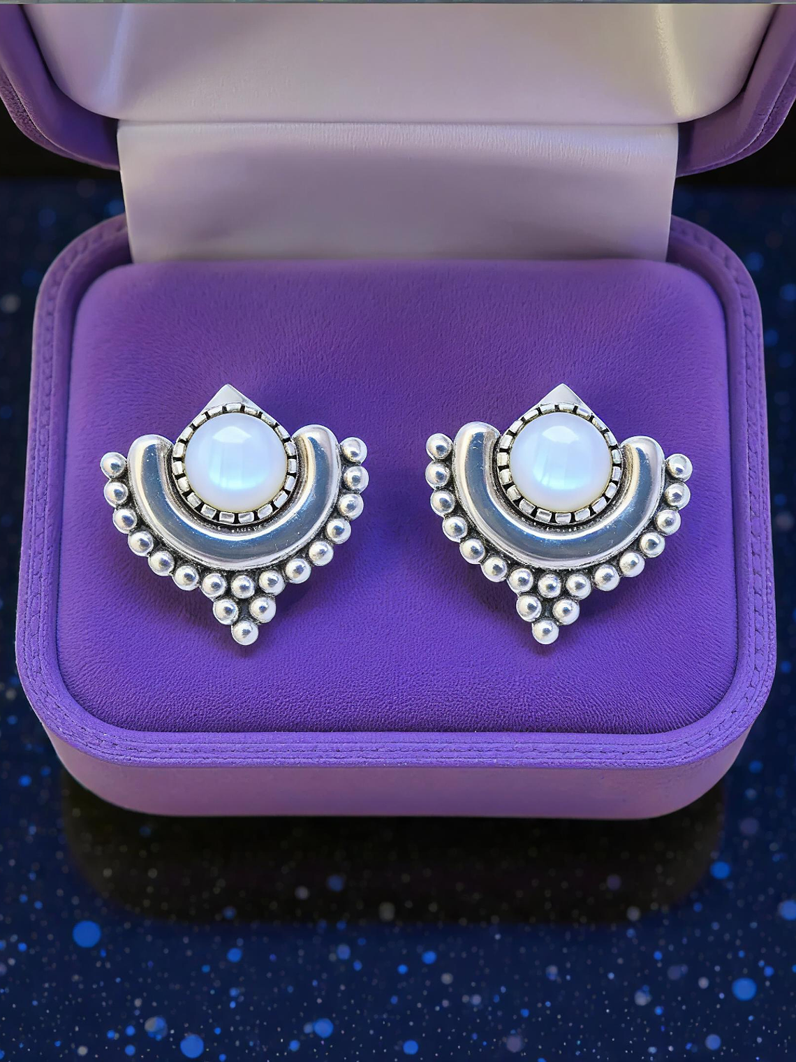 Aros Piedra Luna Boho Plata 925 1