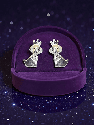 Aros Perrito con Corona Plata 925