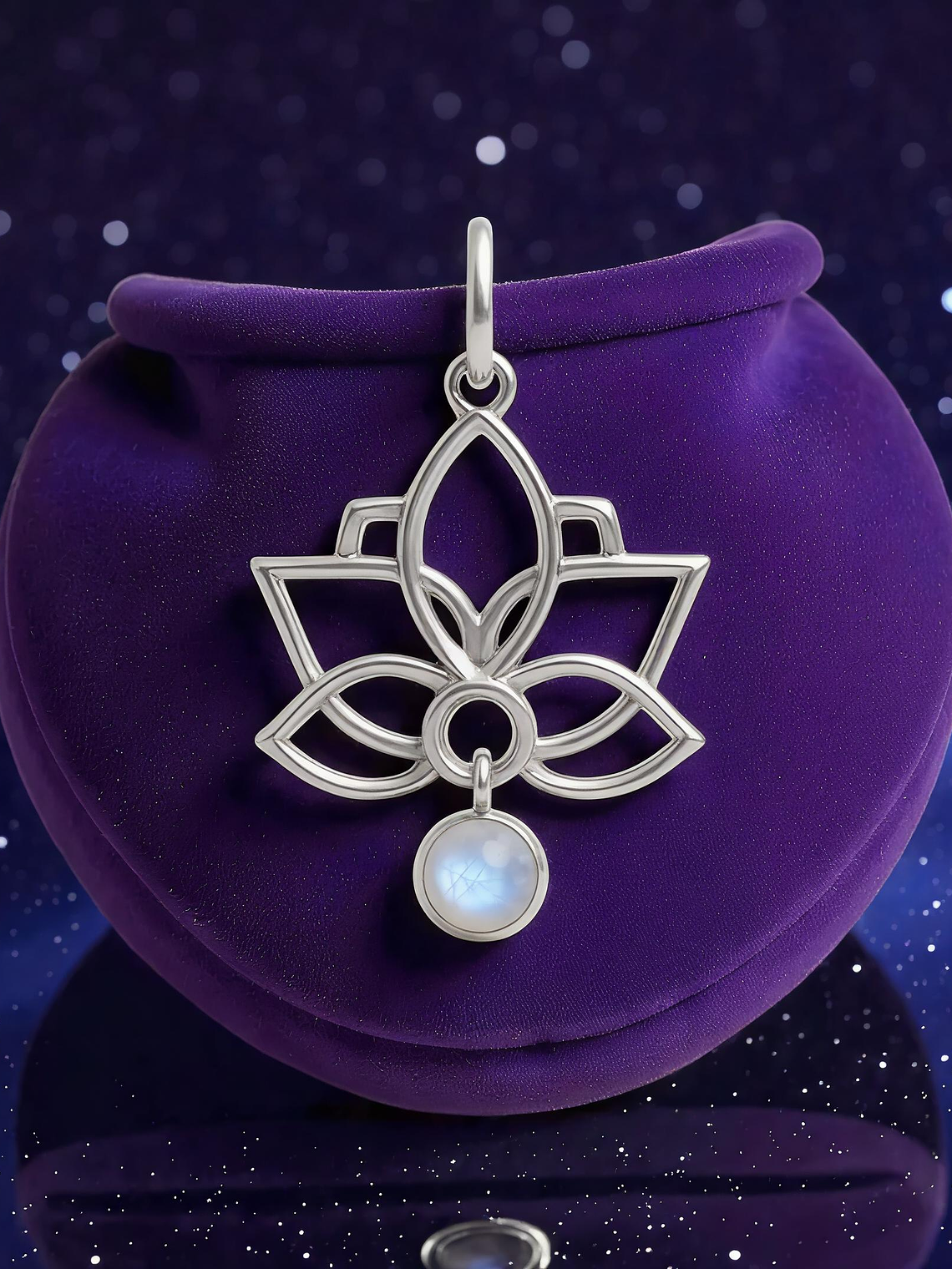 Colgante Flor Loto Piedra Luna Plata 925 1