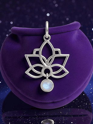 Colgante Flor Loto Piedra Luna Plata 925