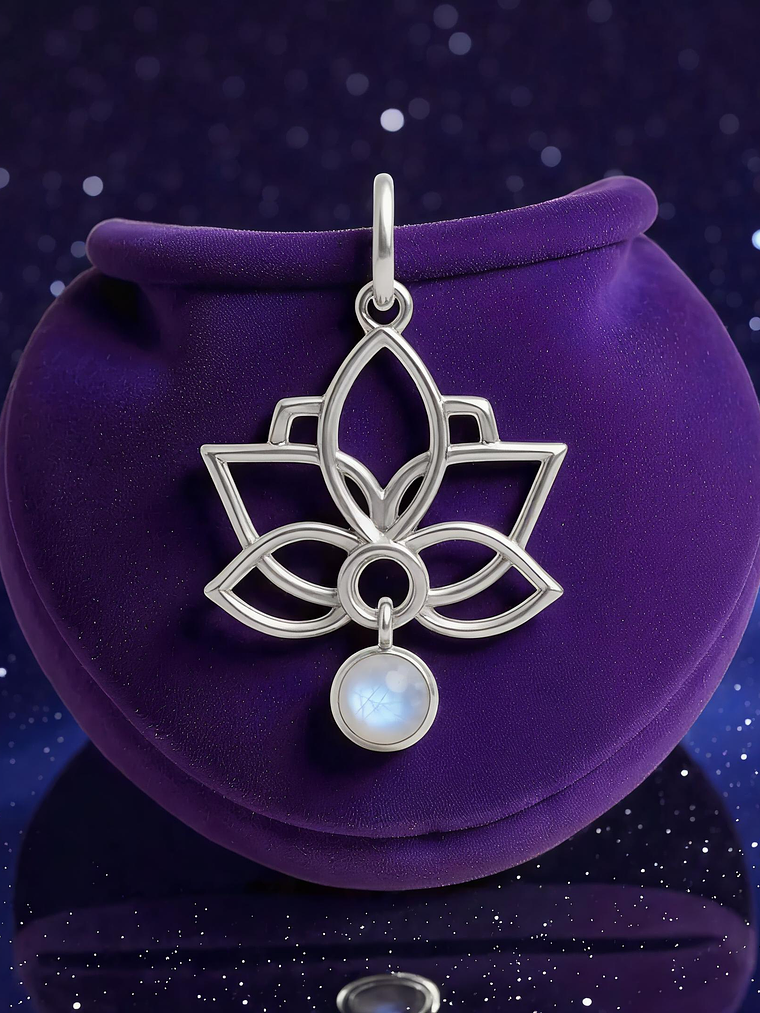 Colgante Flor Loto Piedra Luna Plata 925 1