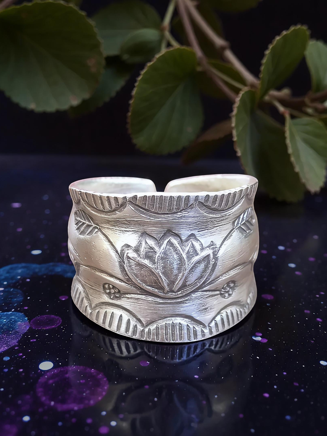 Anillo Flor Loto Ajustable Plata 925 1