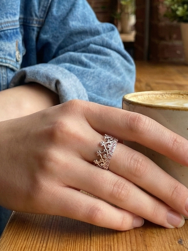 Anillo Corona Princesa Plata 925 2