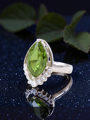 Anillo Peridoto Marquise Plata 925