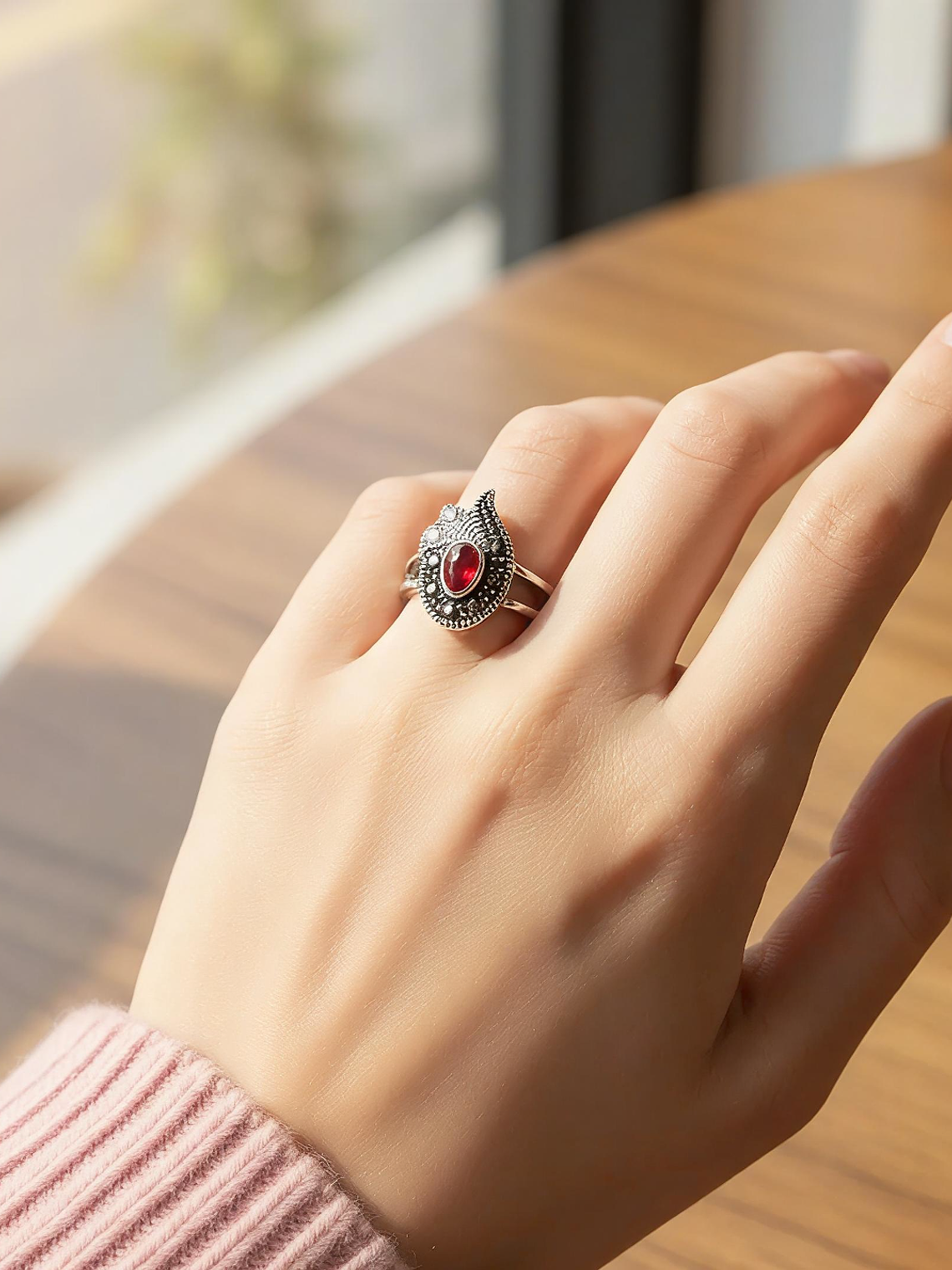 Conjunto Cornalina Plata Envejecida 2