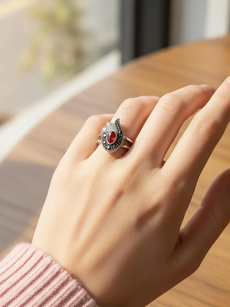 Conjunto Cornalina Plata Envejecida 2