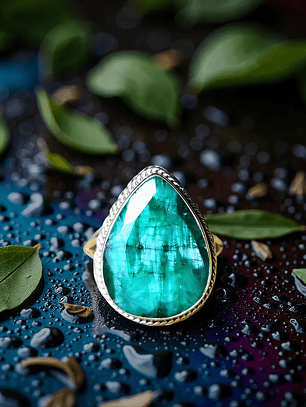 Anillo Gota Raíz Esmeralda Plata 925