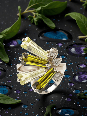 Anillo Abanico Peridoto Plata 925