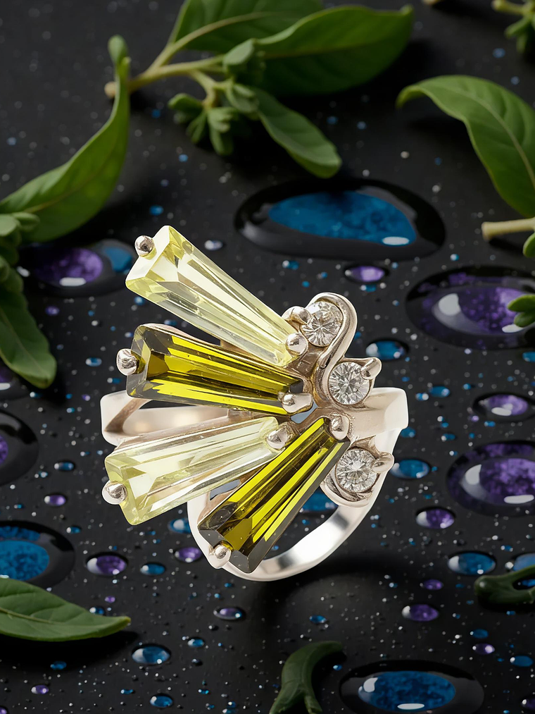 Anillo Abanico Peridoto Plata 925 1