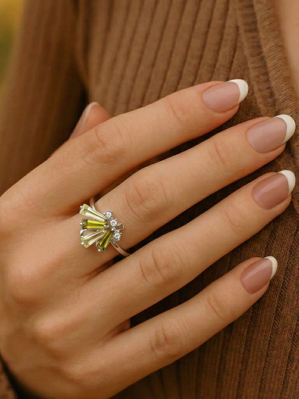 Anillo Abanico Peridoto Plata 925 2