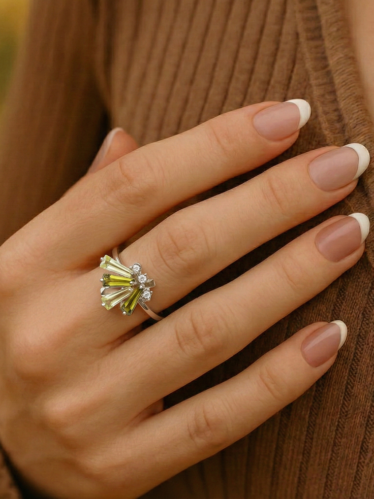 Anillo Abanico Peridoto Plata 925 2