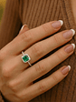 Anillo Halo Esmeralda Plata 925 - Miniatura 3