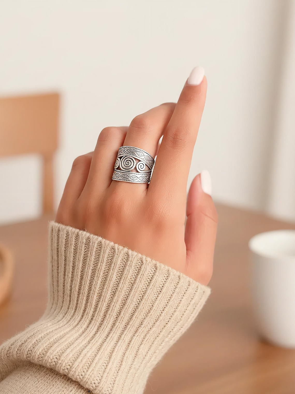 Anillo Espirales Ajustable Plata 925 2