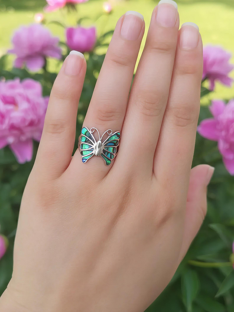 Anillo Mariposa Abulón Plata 925 2