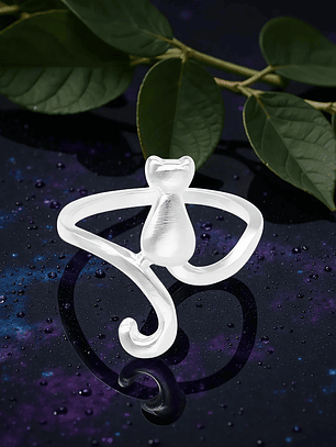 Anillo Gato Silueta Plata 925