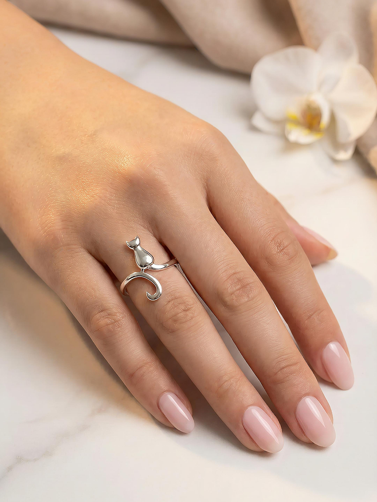 Anillo Gato Silueta Plata 925 2