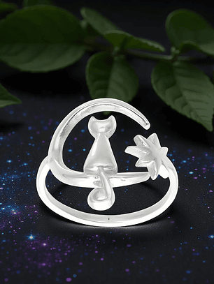Anillo gato ajustable - Plata 925