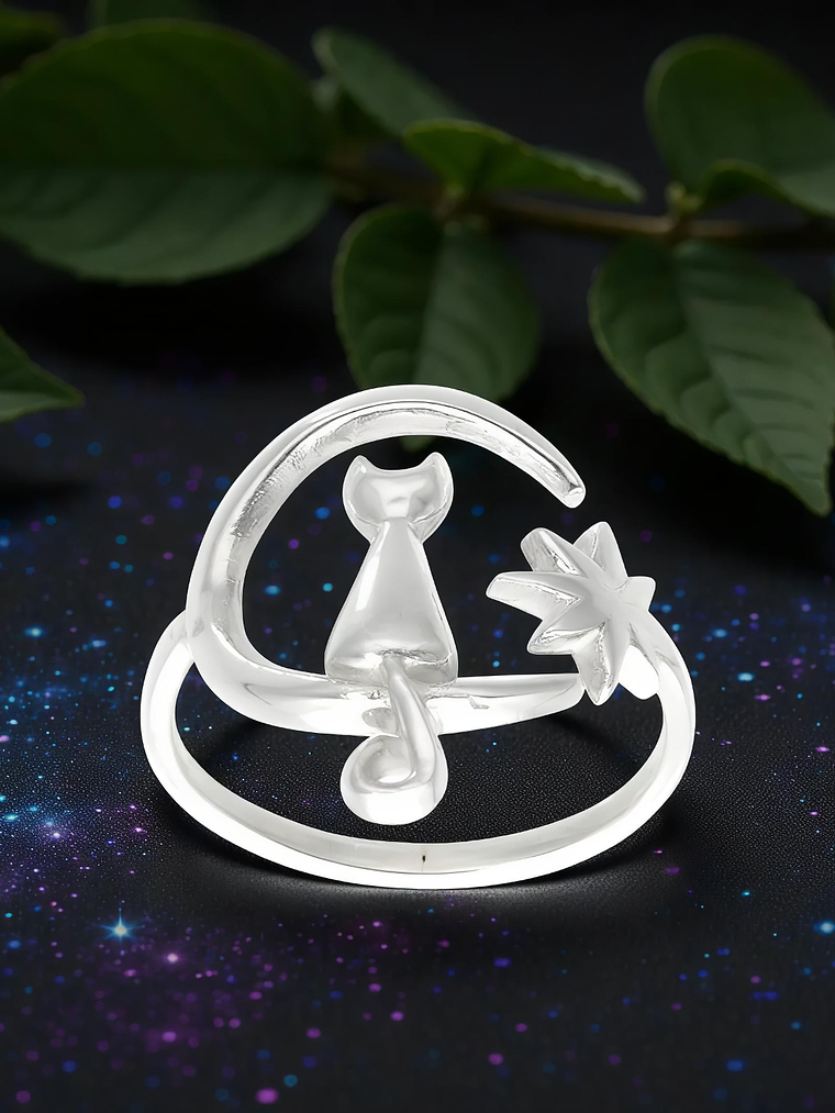 Anillo gato ajustable - Plata 925 1