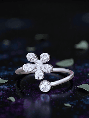Anillo Flor Ajustable Plata 925