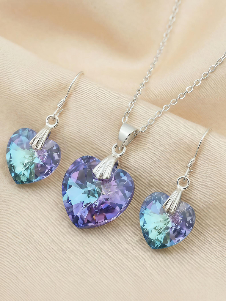 Conjunto Corazón Tornasol Plata 925 2