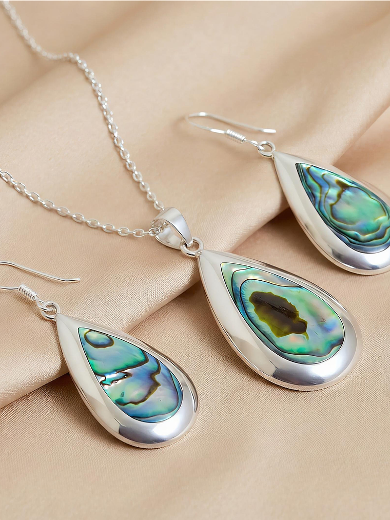 Conjunto Gota Abalón Plata 925 3