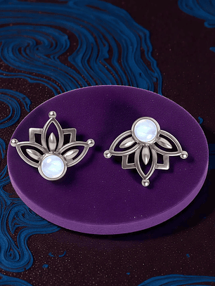 Aros Flor de Loto Piedra Luna