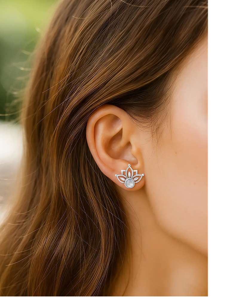 Aros Flor de Loto Piedra Luna 2