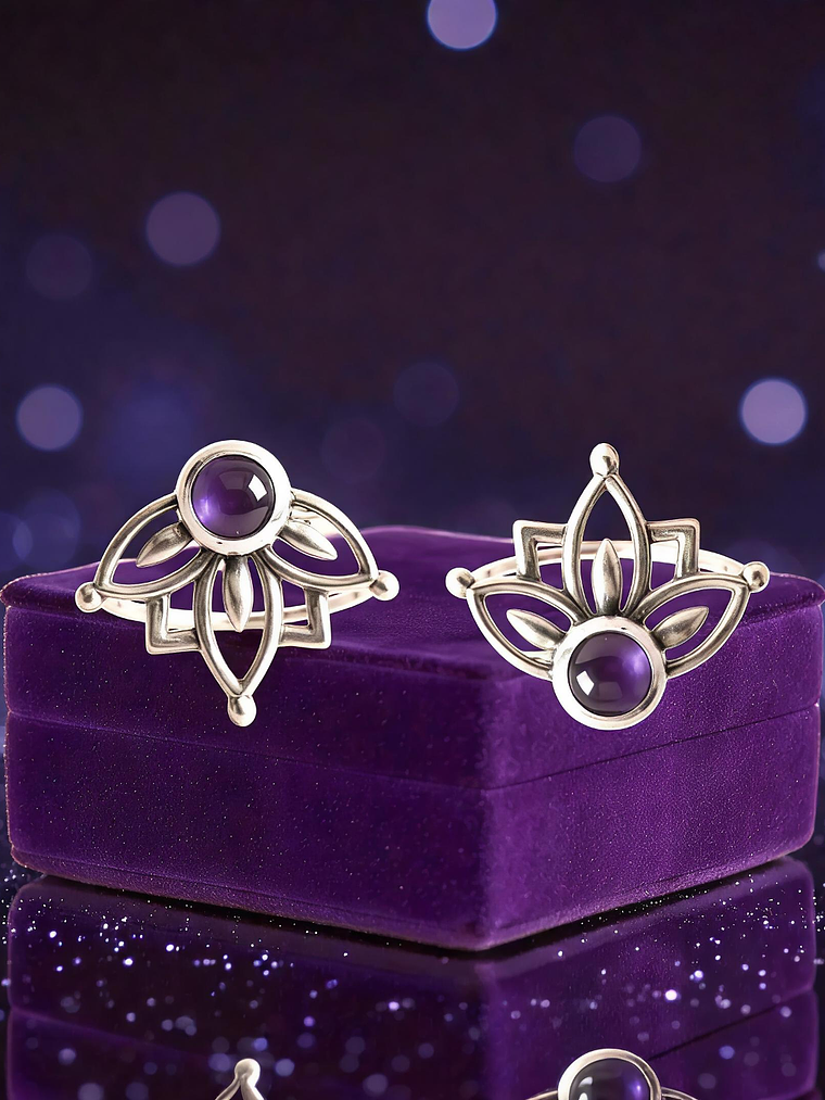 Aros Flor de Loto Piedra Amatista 1