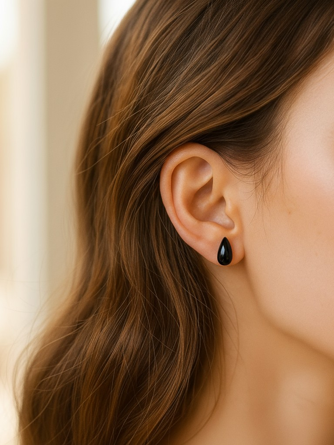 Aros Ónix forma gota Plata 925 2