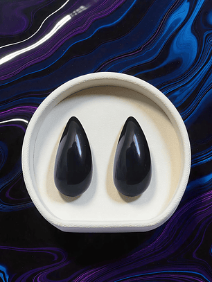 Aros Ónix forma gota Plata 925