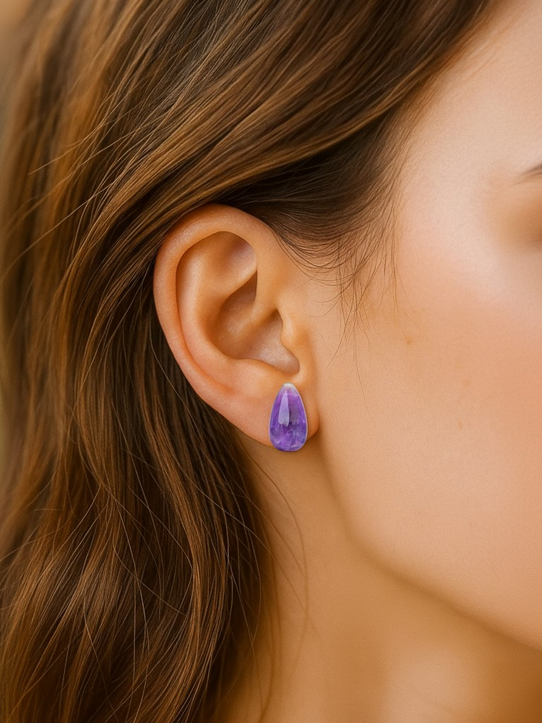 Aros Amatista Natural Forma de Gota  2