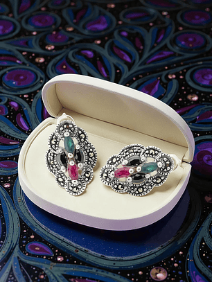 Aros Vintage Ovalados Piedras naturales