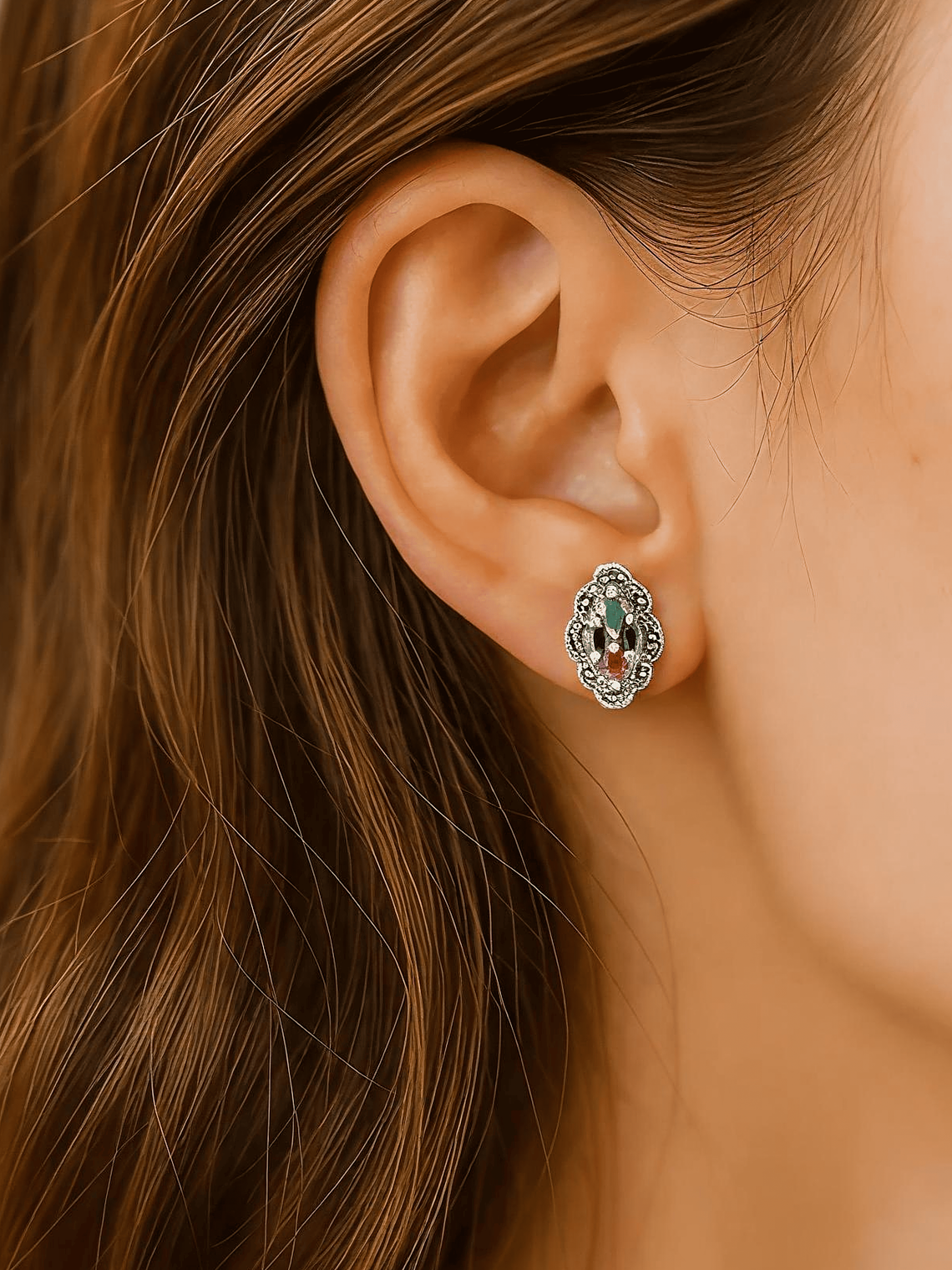 Aros Vintage Ovalados Piedras naturales 2