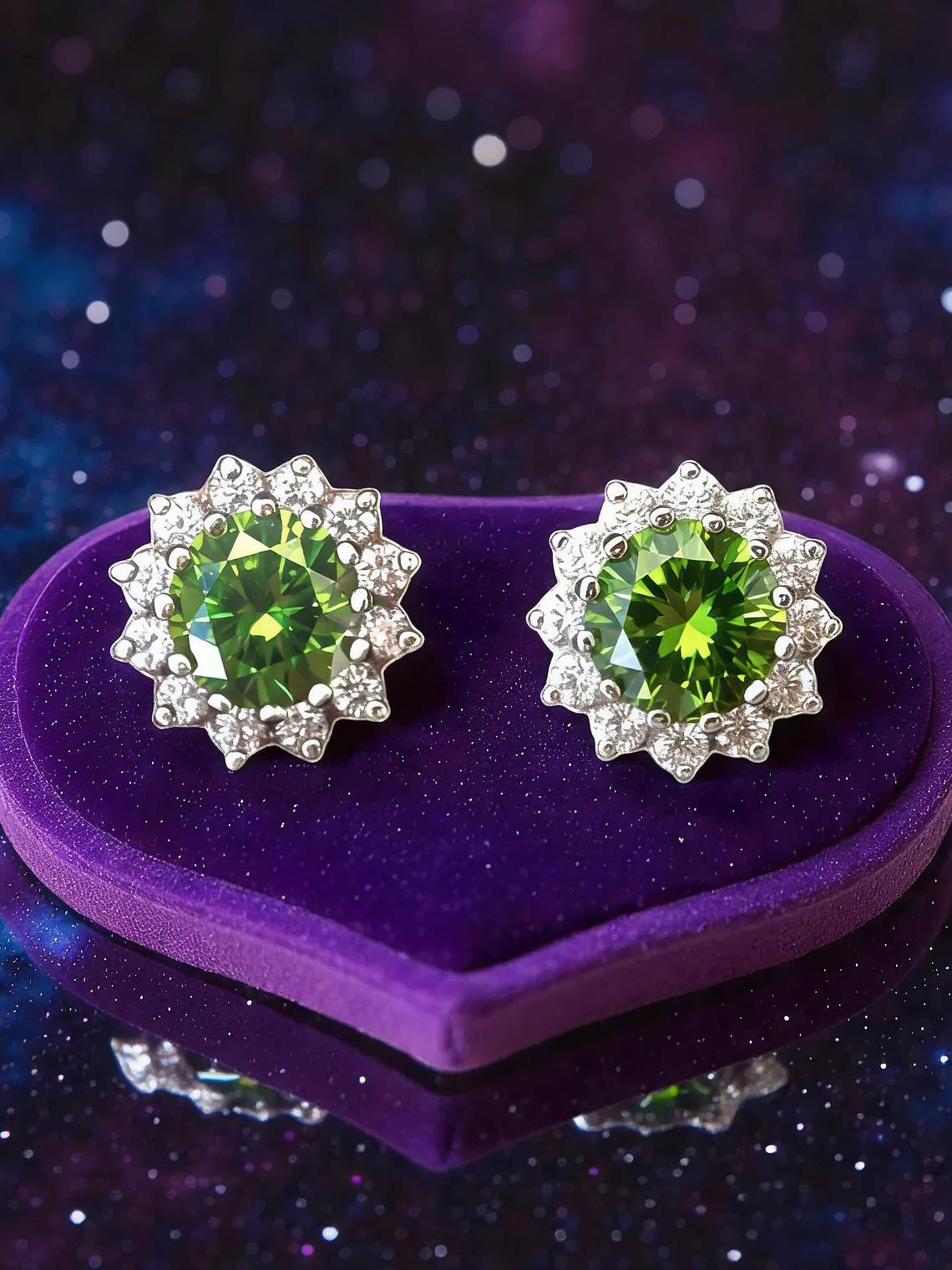 Aros Flor Circones Verde Esmeralda 1