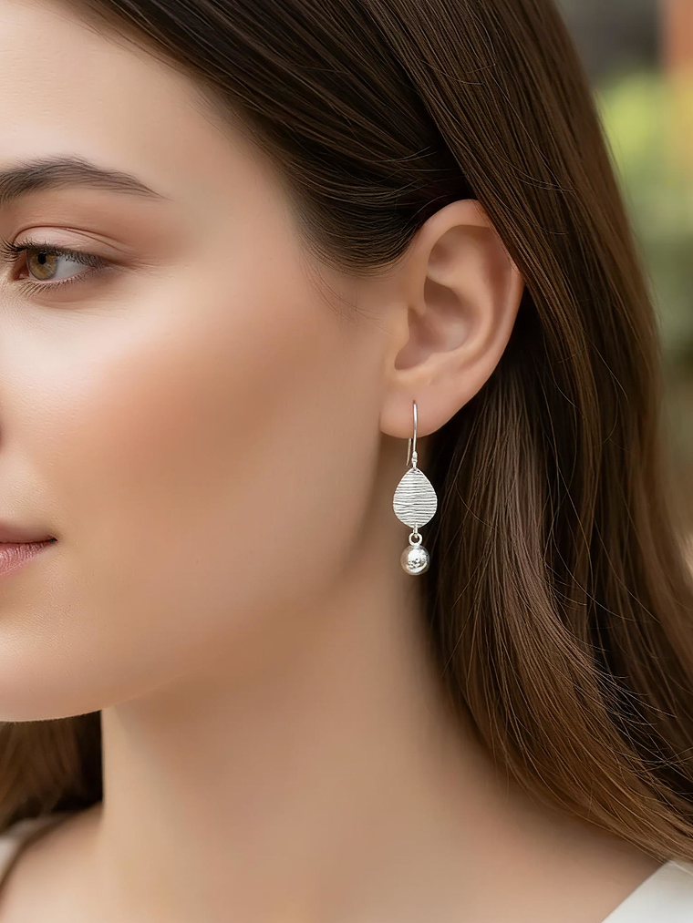 Aros Gota Texturizada Plata 925 2