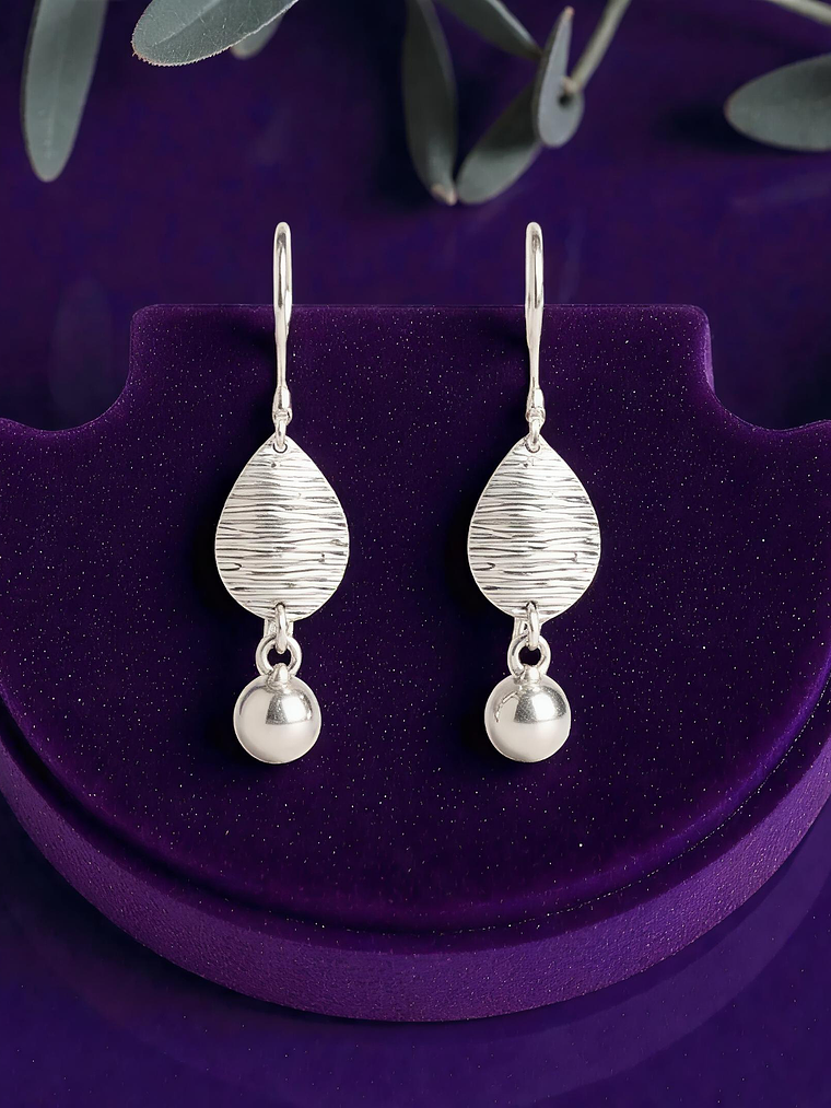 Aros Gota Texturizada Plata 925 1