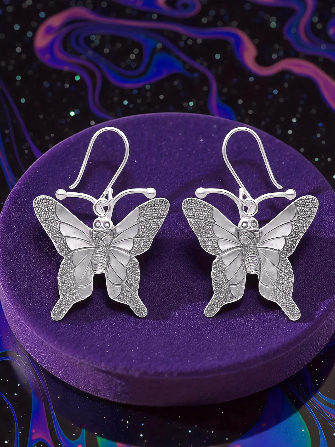 Aros de Plata Mariposa Texturizada 1