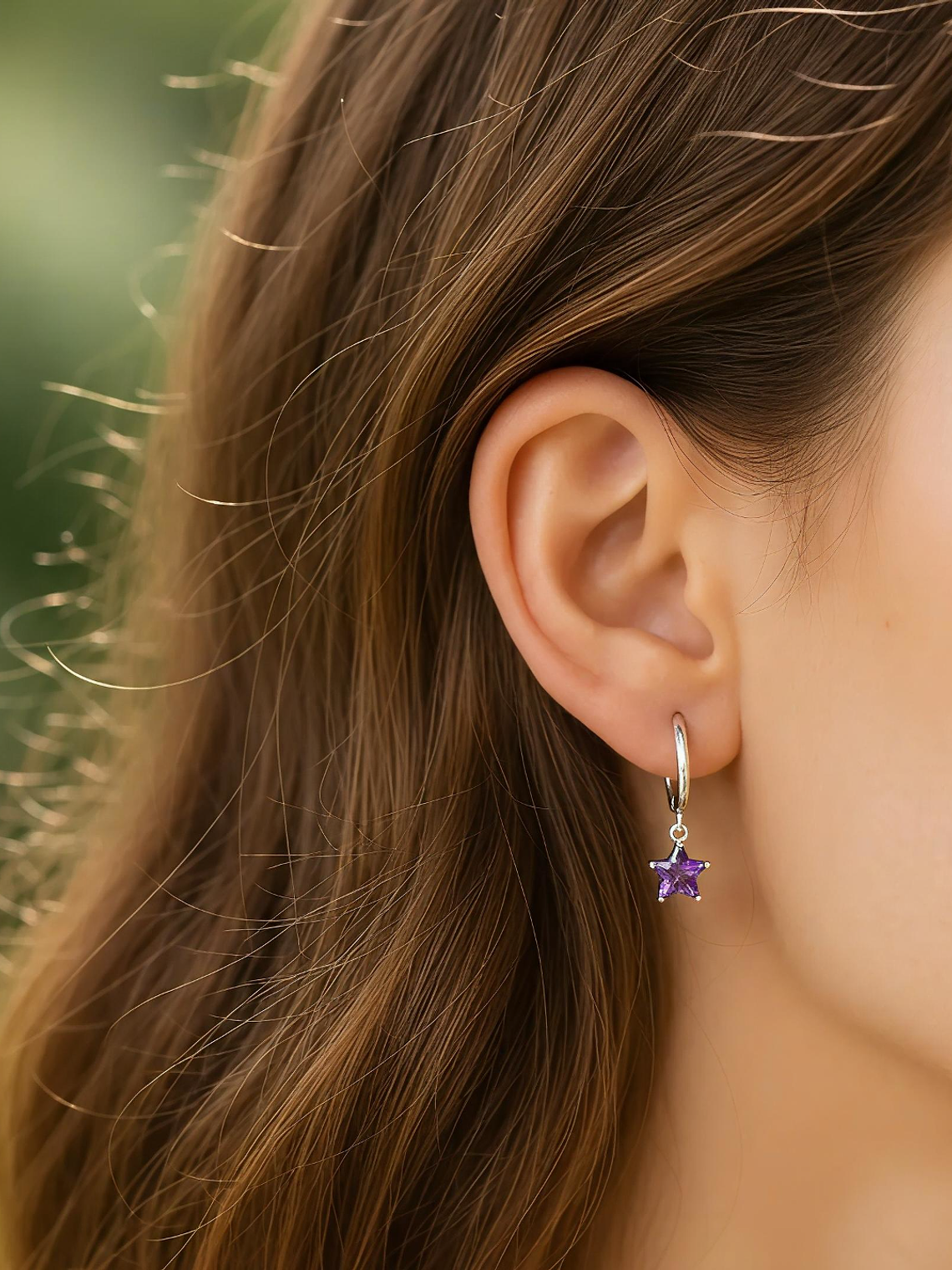 Argollas Dije Estrella Amatista 2