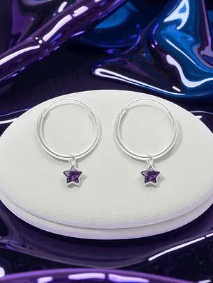 Argollas Dije Estrella Amatista