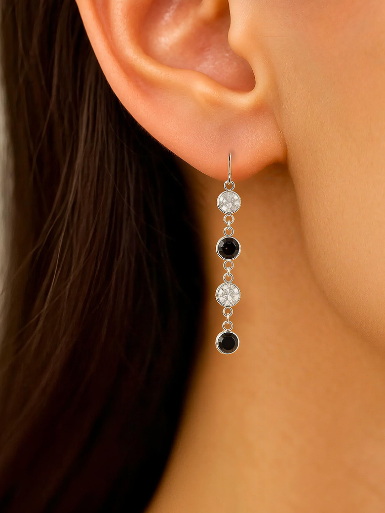 Aros Cristales Blanco y Negro 2