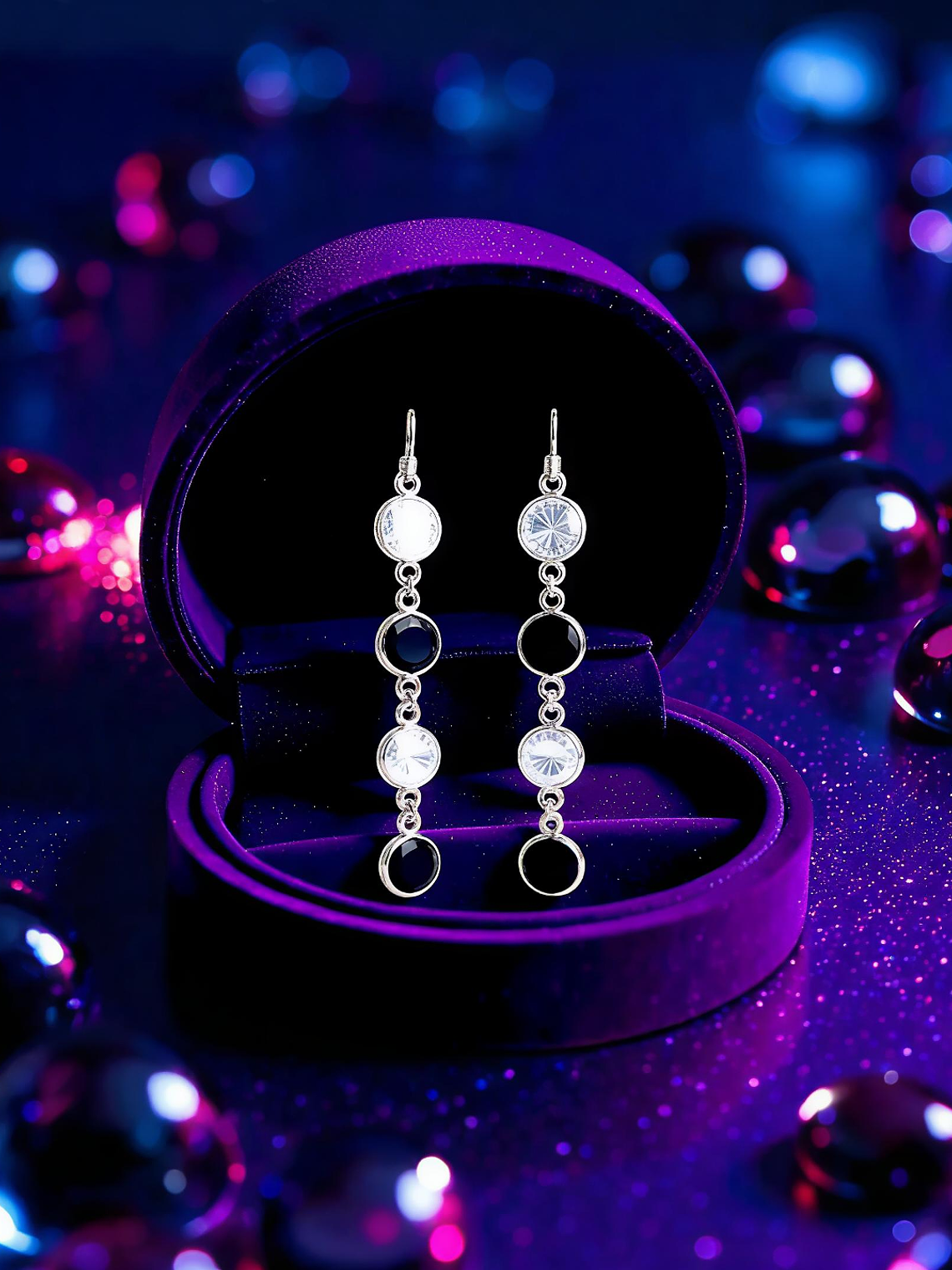 Aros Cristales Blanco y Negro 1