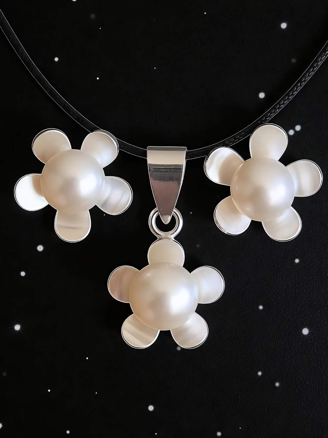 Conjunto Flor de Perla Mabe y Plata 925 1