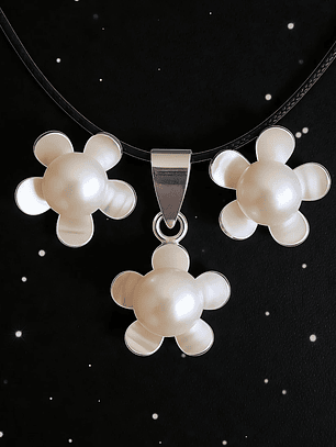 Conjunto Flor de Perla Mabe y Plata 925