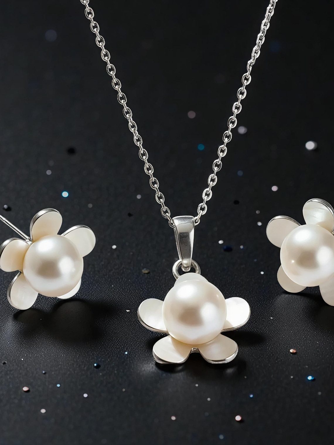 Conjunto Flor de Perla Mabe y Plata 925 2