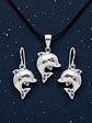 Conjunto Delfín Brillante Plata 925 - Miniatura 1