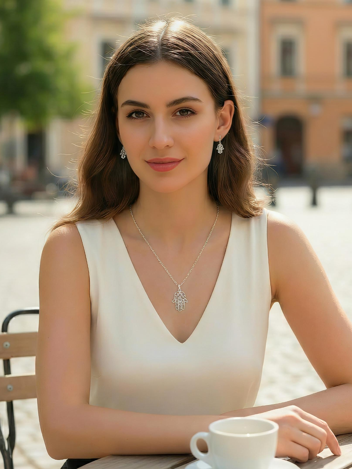 Conjunto Mano de Fátima Filigrana Plata 925 3