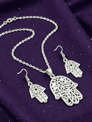Conjunto Mano de Fátima Filigrana Plata 925