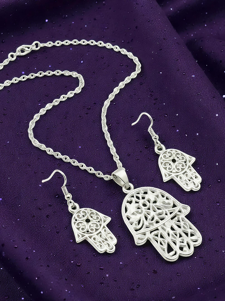 Conjunto Mano de Fátima Filigrana Plata 925 1