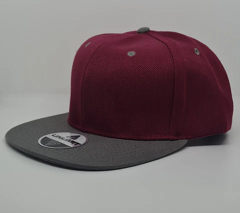 Jockey 6 Panel, visera plana, burdeo/gris