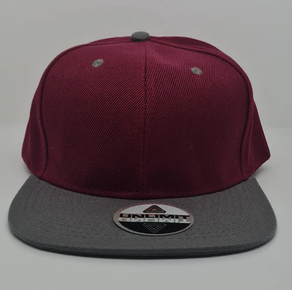 Jockey 6 Panel, visera plana, burdeo/gris 2